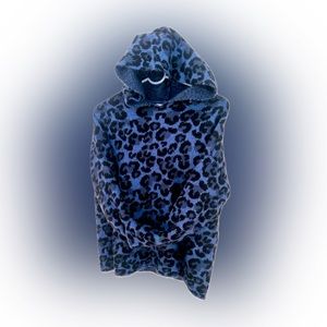 🖤🩵blue & black leopard hoodie sweater